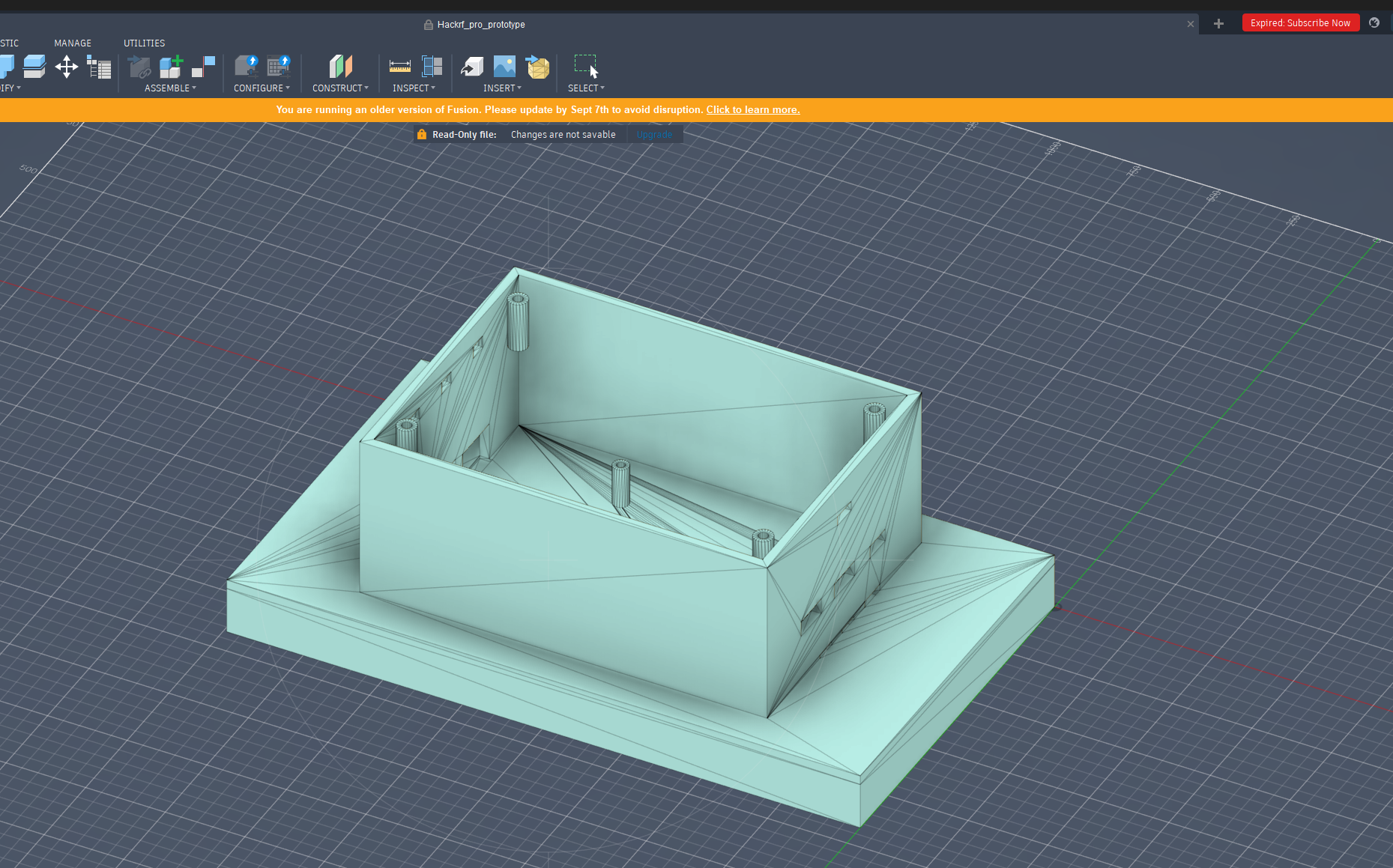 The enclosure fresh off the 3D printer